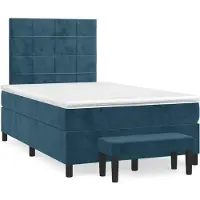 vidaXL Lit boxspring avec matelas bleu foncé 120x190 cm velours