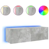 vidaXL Armoire TV murale avec lampes LED gris béton 100x35x31 cm