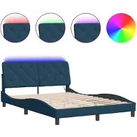 vidaXL Cadre de lit avec LED sans matelas bleu 140x190 cm velours