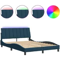 vidaXL Cadre de lit avec LED sans matelas "Hanko" bleu 120x200 cm velours