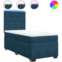 vidaXL Lit boxspring avec matelas bleu 90x200 cm velours