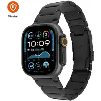 FIXED Titan Clock Basis Apple Watch 44/45/46/49mm für Smart Watch, schwarz (Acier inoxydable, Métal, Titane), Sangles de montre, Noir