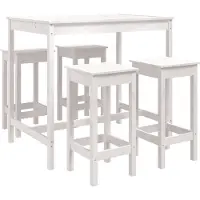 vidaXL Ensemble bar de jardin 5 pièces blanc pin massif