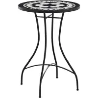 vidaXL Table de bistrot en mosaïque noir et blanc Ø50x70 cm Céramique