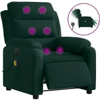 vidaXL Fauteuil de massage électrique vert foncé velours