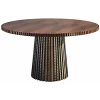 Casa Padrino Table à manger de luxe en bois massif Marron / Multicolore Ø 144 cm - Meubles de salle à manger