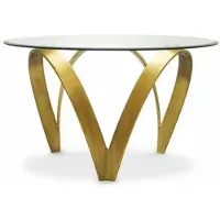Casa Padrino Luxe table à manger en aluminium avec plateau en verre Vintage laiton 130 cm