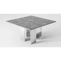 Casa Padrino Luxe Table de salle à manger Gris / Argent 150 x 150 x H. 75 cm - Table de salle à manger carrée avec plateau en marbre - Meubles de salle à manger - Collection de luxe