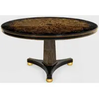 Casa Padrino Luxus Esstisch Schwarz / Bronzefarben / Gold Ø 150 x H. 78 cm - Table de cuisine ronde en bois massif - Table de salle à manger - Meubles de salle à manger de luxe