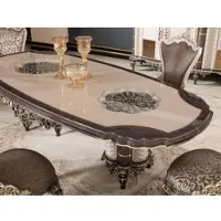 Casa Padrino Luxus Barock Esstisch Grau / Braun / Gold - Table de salle à manger en bois massif de style baroque - Meubles de salle à manger baroques - Noble et somptueux