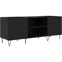 vidaXL Meuble à disques noir imitation chêne 121 x 38 x 48 cm