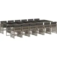 vidaXL Ensemble de jardin 13 pièces avec coussins Gris Poly rotin