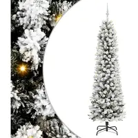 vidaXL Sapin de Noël artificiel avec 300 LED Vert et blanc 210 cm