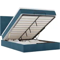 vidaXL Ottoman-lit avec matelas & LED bleu foncé 140x190 cm velours