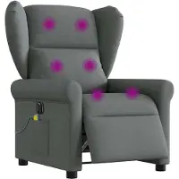 vidaXL Fauteuil de massage électrique Tissu gris foncé
