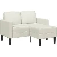 vidaXL Canapé 2 places avec chaise longue en L Crème 125 cm Velours