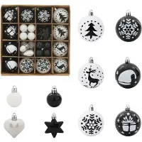 vidaXL Ensemble de Boules de Noël 40 pcs Noir et Blanc Plastique