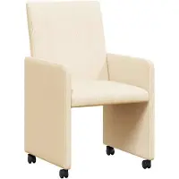 vidaXL - 2 chaises de salle à manger avec roulettes, revêtues en tissu cordé, couleur crème