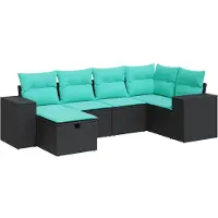 vidaXL Ensemble de salon de jardin 6 pièces avec coussins noir poly rotin