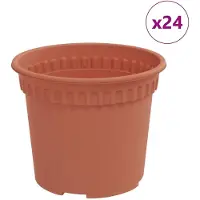 vidaXL Pot À Fleurs Rond 24 Pcs Rouge Brique Ø 12,5 X 10 Cm Plastique