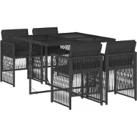 vidaXL Ensemble de jardin 5 pièces avec coussins Noir Poly Rattan