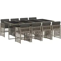 vidaXL Salon de jardin 9 pièces avec coussins Gris Poly Rattan