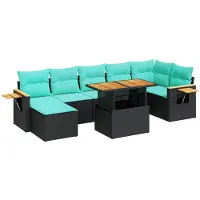 vidaXL Ensemble de jardin canapé 8 pièces avec coussins Gris Poly rotin Acacia