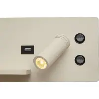 QAZQA Lot de 2 appliques murales beiges avec LED, USB et chargeur à induction - Riza