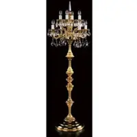 Casa Padrino Luxus Barock Kristall Stehluchte Gold Ø 56 x H. 152 cm - Lampadaire somptueux en laiton avec verre en cristal de Bohème - Luminaires en cristal baroque - Qualité de luxe