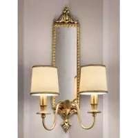 Casa Padrino Luxus Barock Doppel Wandleuchte mit Spiegel Gold / Ivoire 35 x 18 x H. 60 cm - Lampe murale somptueuse de style baroque - Luminaires baroques - Qualité de luxe - Italy