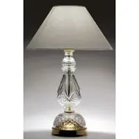 Casa Padrino Luxus Barock Kristall Tischlampe Gold / Grau Ø 35 x H. 50 cm - Elégante lampe de table avec verre en cristal de Bohème et abat-jour - Barock Kristall Tischleuchten