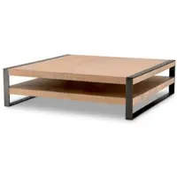 Casa Padrino Luxe Table basse Naturelle / Bronze 150 x 150 x H. 42,5 cm - Table de salon carrée - Meubles de salon - Meubles en bois massif - Meubles de luxe - Ameublement de luxe