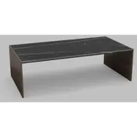 Casa Padrino Luxe Table basse Marron / Noir 132 x 72 x H. 40 cm - Table de salon rectangulaire moderne en bois massif avec plateau en marbre - Meubles de Luxe