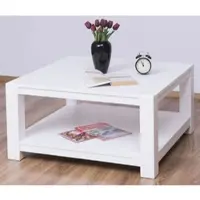 Casa Padrino Table basse de style rustique Blanc 90 x 90 x H. 45 cm - Table de salon en bois massif - Meubles de style rustique