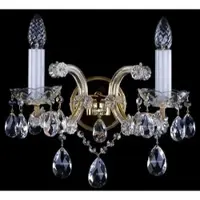 Casa Padrino Luxus Barock Kristall Doppel Wandleuchte Gold 33 x 21 x H. 34 cm - Lampe murale somptueuse avec verre en cristal de Bohème - Noble & Somptueux