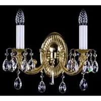 Casa Padrino Luxus Barock Kristall Doppel Wandleuchte Gold 36 x H. 28 cm - Lampe murale somptueuse en laiton avec verre en cristal de Bohème - Noble & Somptueux
