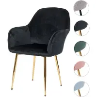 Mendler Chaise De Salle À Manger Hwc-F18, Chaise Velours Noir, Pieds Dorés