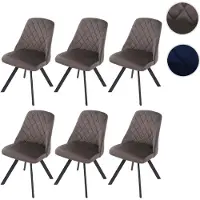 Mendler Lot de 6 chaises de salle à manger HWC-K25, chaise de cuisine, métal velours brun foncé