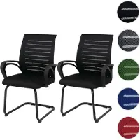 Mendler Lot de 2 chaises de salle à manger HWC-K51, chaise avec accoudoirs, tissu/textile (250 g/m²) MVG noir, structure noire