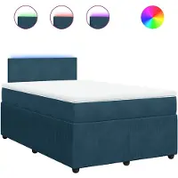 vidaXL Lit boxspring avec matelas bleu 120x190 cm velours