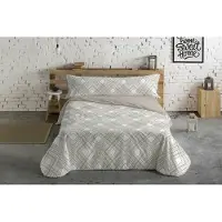 Hosteline Housse de couette Lineas Beige Double size 3 pièces
