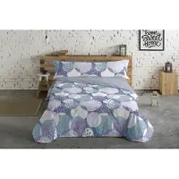 Hosteline Housse de couette cercles bleu Lit de 135 3 pièces