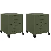 vidaXL Tables de chevet 2 pcs vert olive 36x39x43,5 cm acier