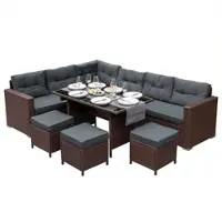 Monster Ensemble de meubles de jardin en poly rotin - Marron