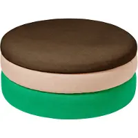 Broste Copenhagen Pouf Pond vert/rose/café Ø68cm