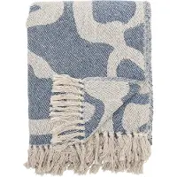 Bloomingville Decke Salobre 160 x 130 cm, Blau/Weiss (130 x 160 cm)