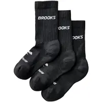 Brooks Chaussettes Run‑In Crew 3 Pack Noir Blanc, Taille M