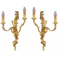 Casa Padrino Ensemble d'appliques murales baroques de luxe dorées H. 42 cm - Luminaires baroques