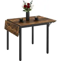 Relaxdays Table à manger pliante , 2 à 4 personnes, L x l x H 76 x 120 x 78 cm, table pliante peu encombrante, cuisine, MDF, fer, marron/noir