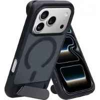 Mobiparts Hardcover Apple iPhone 17 Pro with Stand Function Satin Black (Magsafe Compatible) (Apple iPhone 17 Pro), Coque pour téléphone portable, Noir